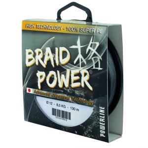 TRESSE BRAID POWER 130 M DE POWERLINE GRISE OU VERTE